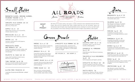 Menu — All Roads