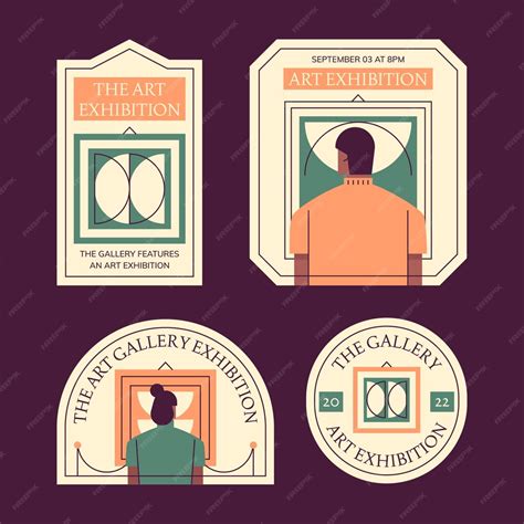 Free Vector | Flat design art exhibition labels