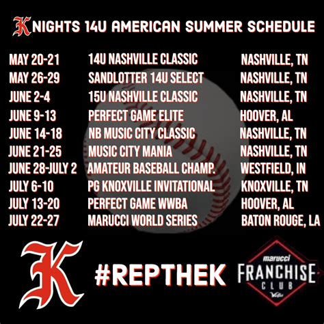 2023 14U AMERICAN SCHEDULE - Knights
