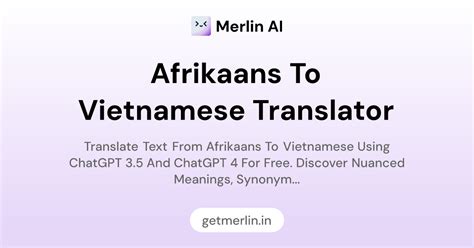 Afrikaans to Vietnamese Translator