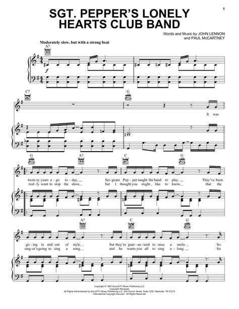 Sgt. Pepper's Lonely Hearts Club Band sheet music by The Beatles (Piano ...