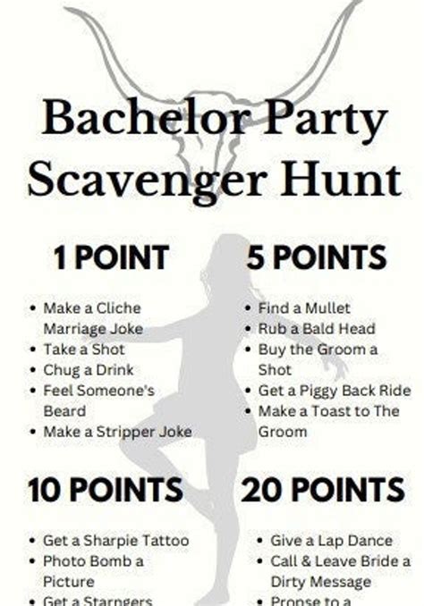 Bachelor Party Scavenger Hunt, Printable Party Game, Full Page or Half ...