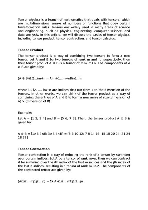 Image result for Tensor Algebra