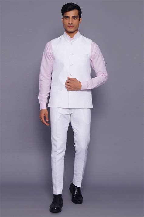 Wintage Men's Pure Linen Vest & Pant Set: White