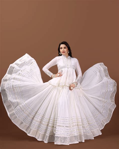 OFF WHITE SILVER KEDIYA GOTTA CHANIYA CHOLI RAAS'25 – handmadeaholicmishka