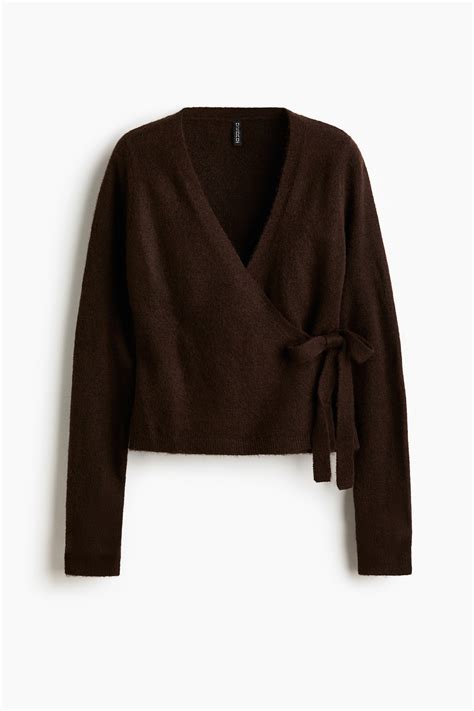 Wrap Cardigan - Dark brown - Ladies | H&M PH
