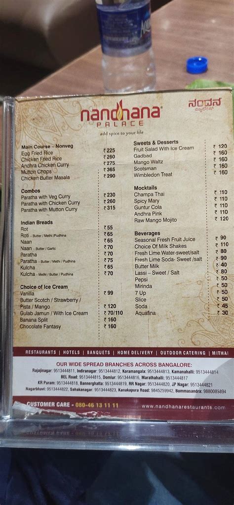 Menu at Nandhana Palace - Andhra Style Restaurant - KR Puram, Bengaluru
