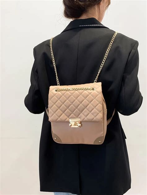 Mini Push Lock Argyle Quilted Chain Flap Backpack | SHEIN USA