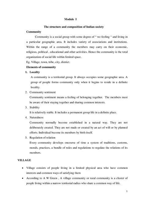 Indian society - its useful brief notes for exams. - Module I The ...