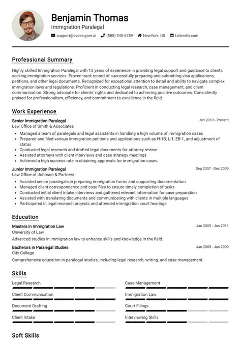 Immigration Paralegal Resume Example for 2024: Free Downloadable ...