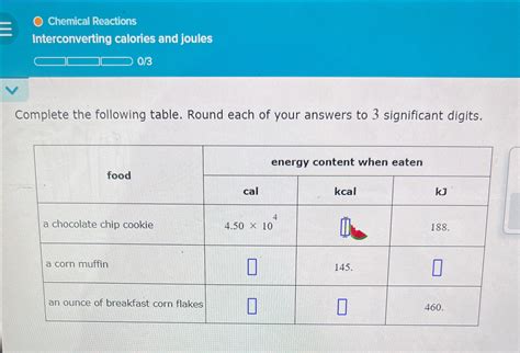 Solved Chemical ReactionsInterconverting calories and | Chegg.com