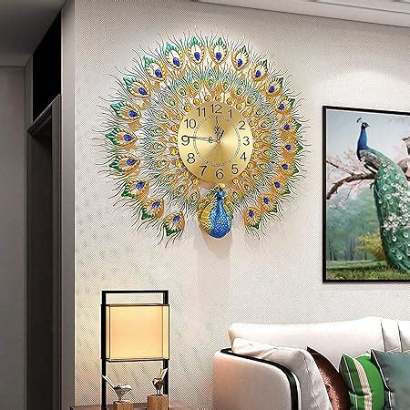 Buy DISHIN Home Decoration European Peacock Wall Clock Crystal Luxury ...