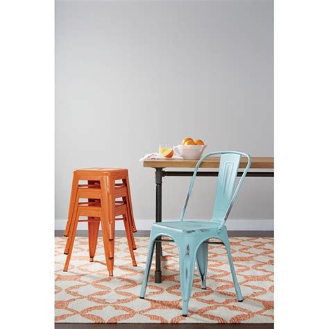 OSP Home Furnishings Set of 4 Orange Small Metal Bar Stool at Lowes.com
