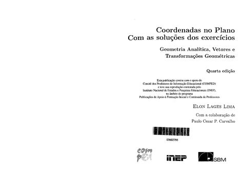4-SBM - Elon Lages Lima - Coordenadas no Plano - Matemática - Studocu