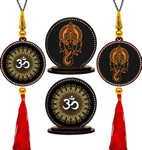 GiftzLane Om Shiva & Ganesha Car Hanging & Car Dashboard Idol Showpiece ...