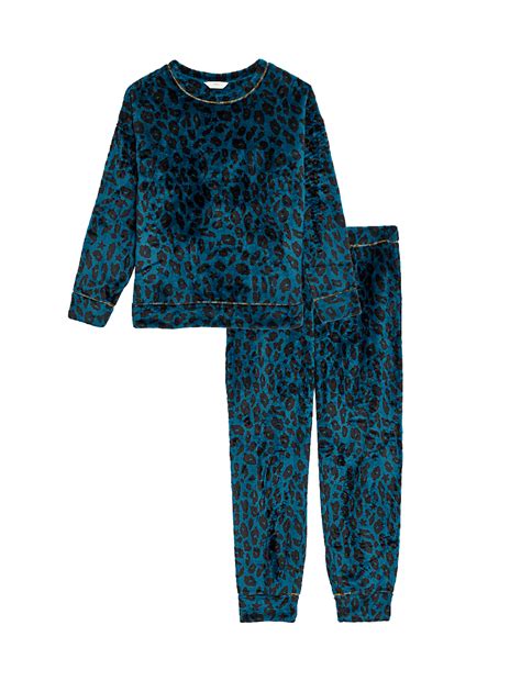Buy Fleece Printed Pyjama Set at Marks & Spencer