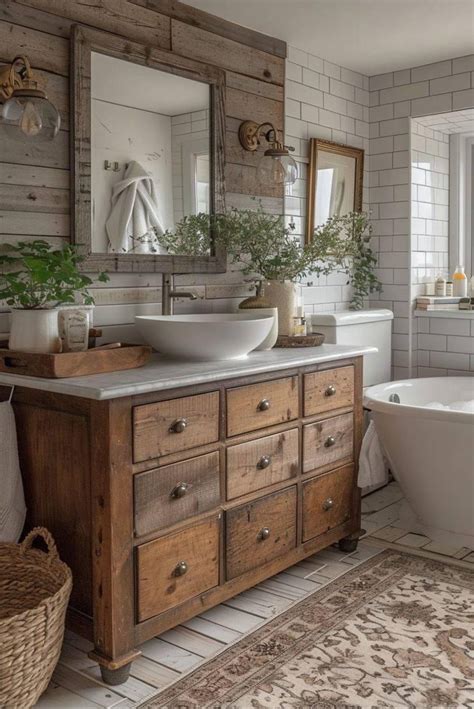 24 Cozy Chic Farmhouse Bathroom Designs You'll Love | Bathroom ...