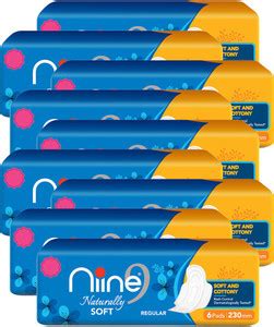 niine Naturally Soft Regular Sanitary Pads for women, (Pack of 9), 54 ...