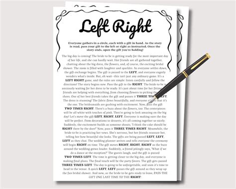 Left Right Bridal Shower Game, Bow Bridal Shower Prize Rhyme Game ...
