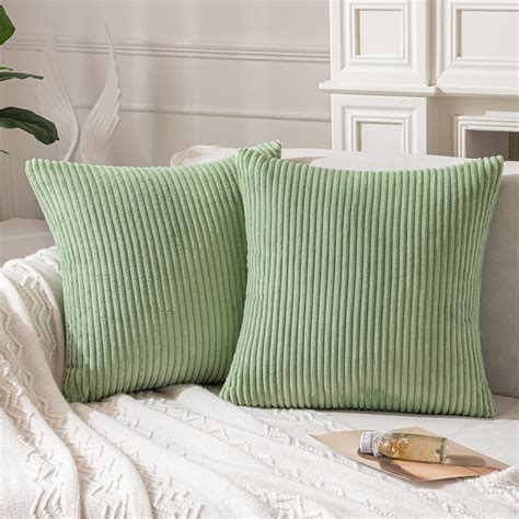 Amazon.com: ANRODUO Pack of 2 Sage Green Spring Throw Pillow Covers ...