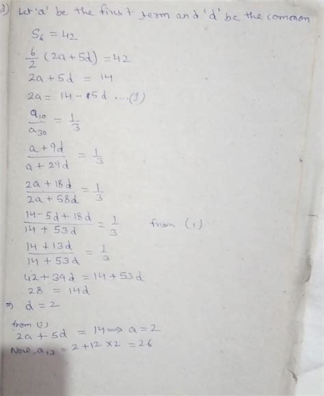 The sum of first six terms of an arithmetic progression is 42. The ...