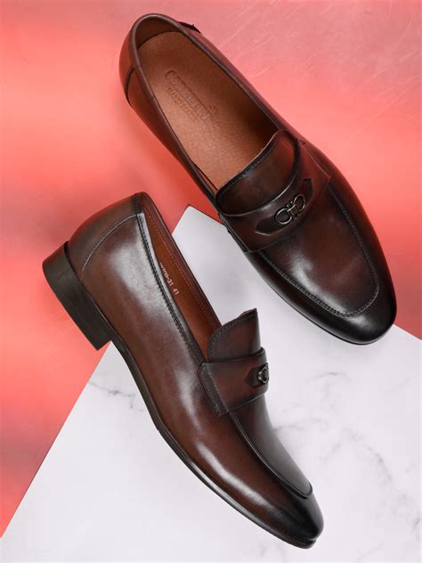 Men Coffee Solid Formal Loafers – ShoeTree