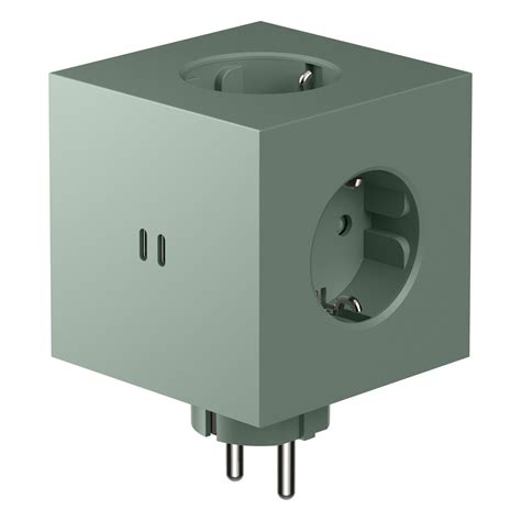 Avolt Square 2 USB-C lisäpistorasia, vihreä | Finnish Design Shop