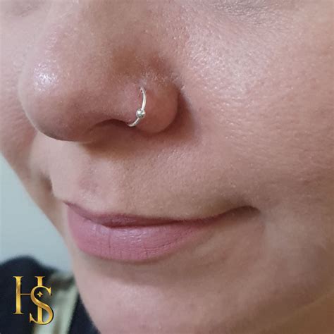Nose Ring Ball in 92.5 Sterling Silver - Elegant Septum Ring / Nose Pi ...