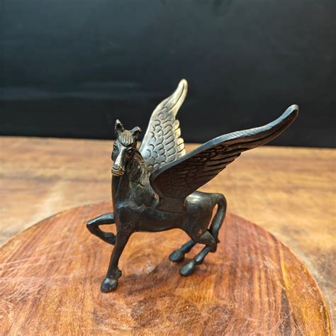 Brass Flying Angel Horse Statue Antique Finish For Decor Showpiece 4.5 ...