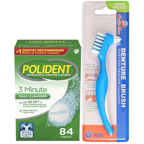 Polident 3 Minute Denture Cleaner | 84 Tablets bundle with Dentu-Care ...