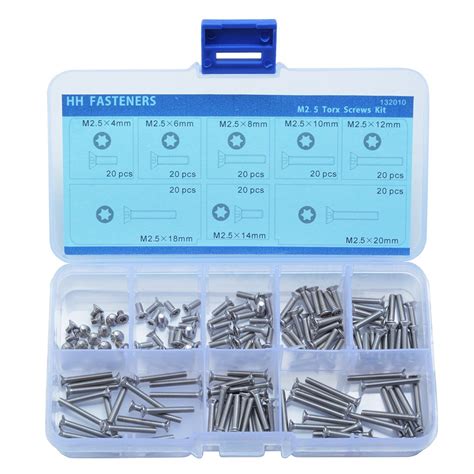 M2.5(Thread Dia. 2.5mm) Torx Flat Head Machine Screws Assortment Kit ...