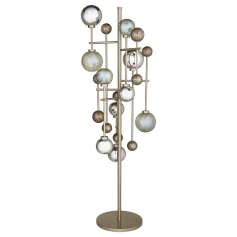 Stylish Floor Lamp Brass Frame Champagne or Antique Bronze Finishes For ...
