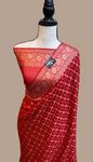 Red Pure Chiffon Khaddi Banarasi Saree — The Handlooms