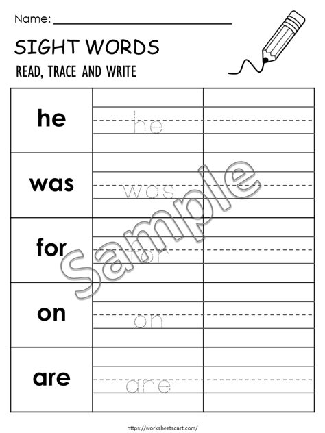 Read Trace and Write Fry Sight Words Worksheets | 5 Words Per Page | S ...