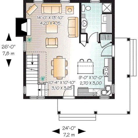 Cottage Style House Plan - 2 Beds 2 Baths 1200 Sq/Ft Plan #23-661 ...