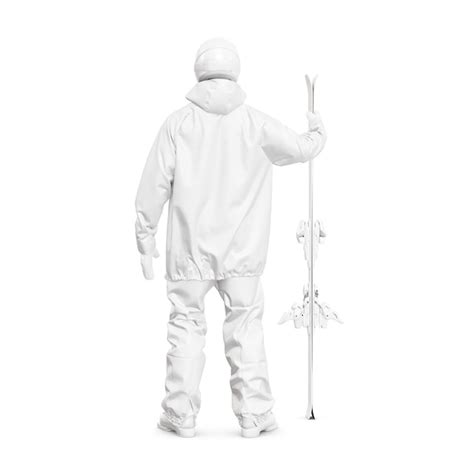 A skier mannequin with skies in a full kit isolated on a white ...