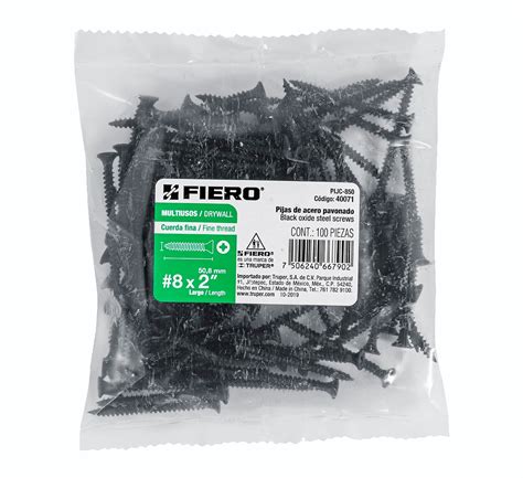 Bolsa con 100 pijas #8 x 2" multiusos cuerda cerrada, Fiero