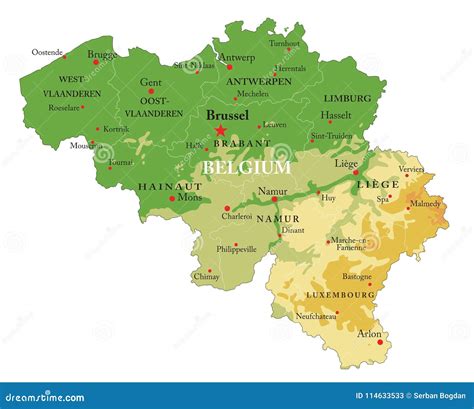Belgium relief map stock vector. Illustration of hill - 114633533
