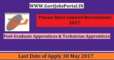Pawan Hans Limited Recruitment 2017– Graduate Apprentices & Technician ...