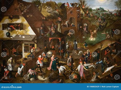 Dutch Proverbs, Paint by Pieter Brueghel the Younger Stock Image ...