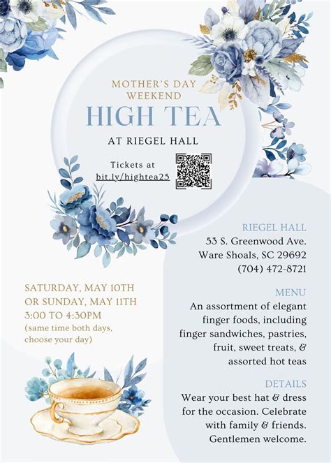 Mother’s Day High Tea, 53 S. Greenwood Ave., Ware Shoals, SC, 10 May ...