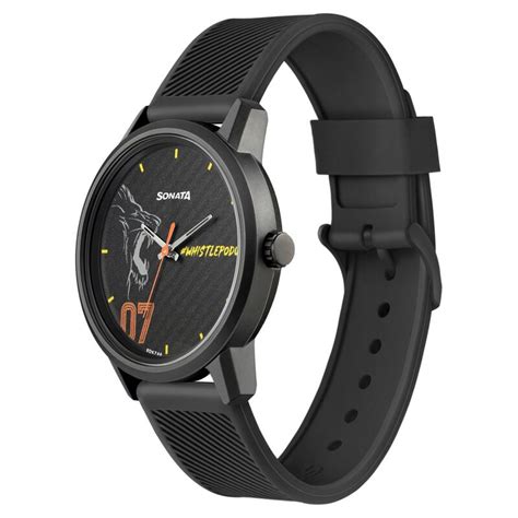 Sonata CSK Quartz Analog Black Dial TPU Strap Unisex Watch