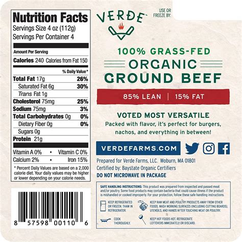 Verde Farms Organic 100% Grass-Fed Ground Beef 85/15 - 1 lb | Buy Now ...