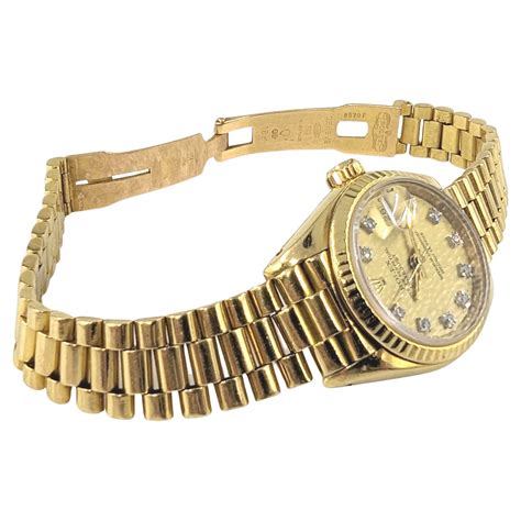 Ladies Rolex 18k Presidential Bracelet Watch Solid Gold Diamond Dial ...