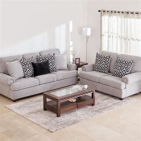 Buy Helios Clarisse Fabric 3+2 Seater Sofa Set - Grey from Helios by ...