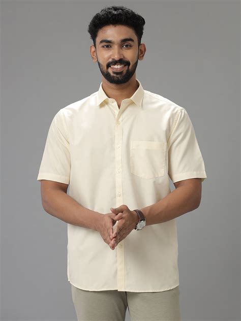 Men Satin Half Sleeves Shirt Cream Maverik VI1 – Viveagham
