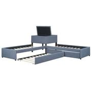 Buy EUROCO Upholstery L-Shaped Twin Platform Bed with Storage Drawers ...