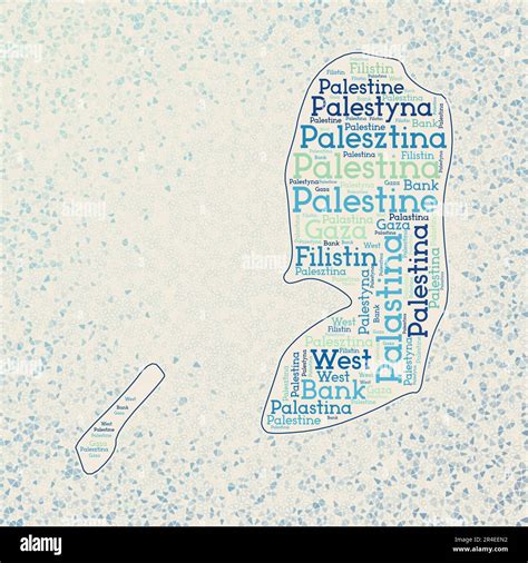 Palestine shape with country names word cloud in multiple languages ...