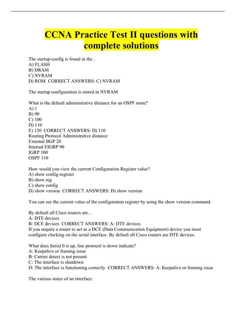 CCNA Practice Test II questions with complete solutions - CCNA - Stuvia US