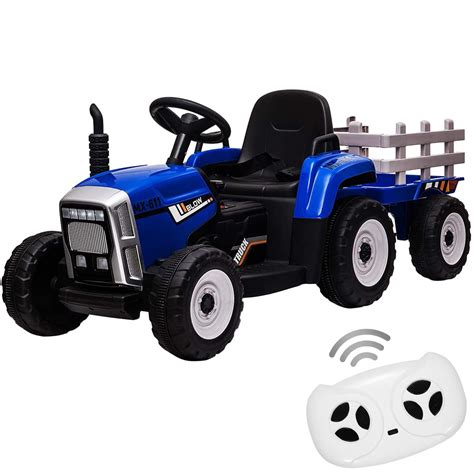 Buy 12V Kids Ride On Tractor with Trailer & Remote Control, Toddler ...
